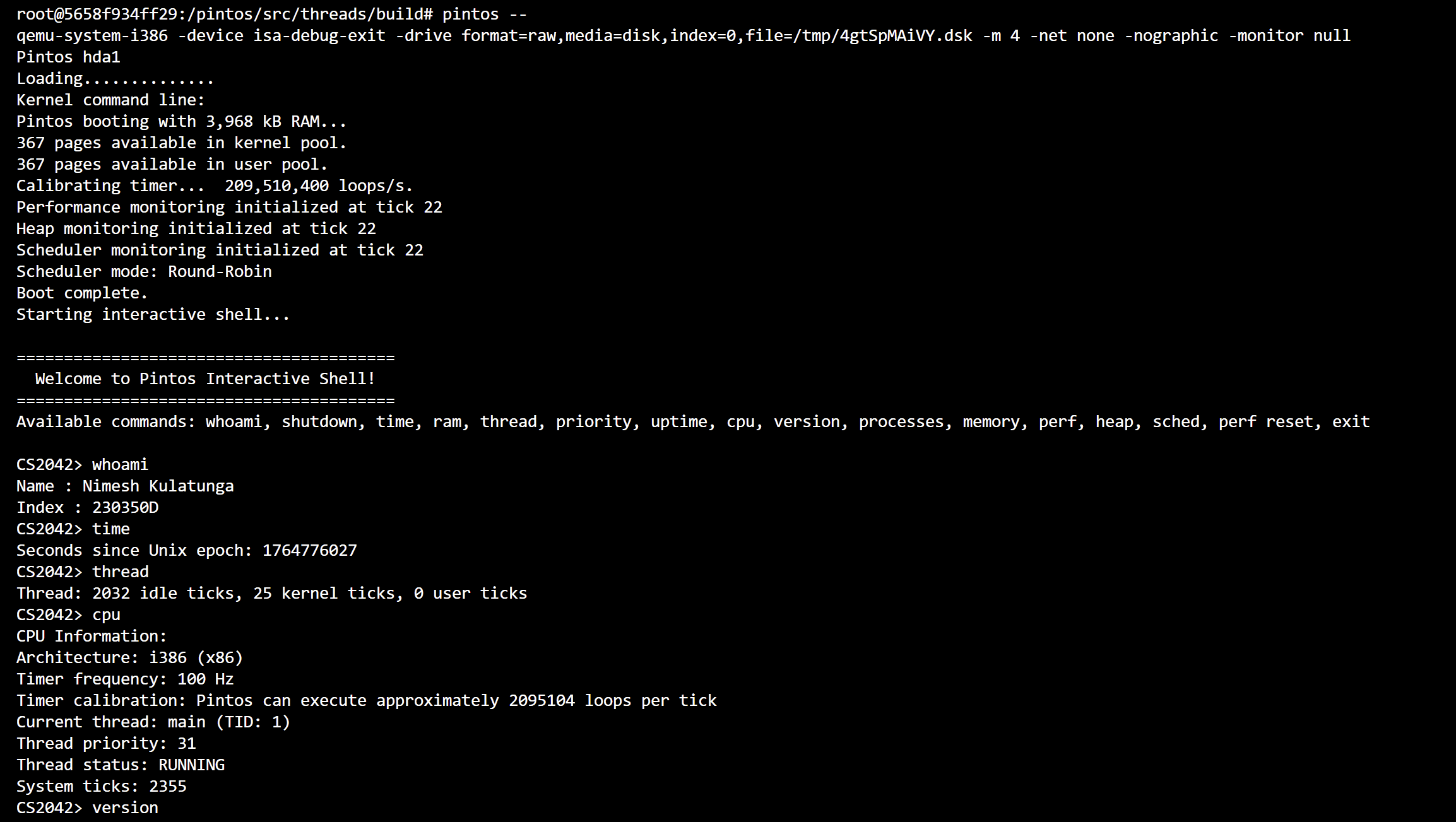 Pintos Operating System — Complete Implementation